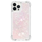 SKALO iPhone 15 Pro Juoksuhiekka Glitter Sydämet TPU kuori - Pinkki