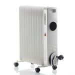 11 Fin Oil Filled Radiator 2500W Portable Heater LCD Digital Timer Remote Control White