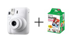 Fuji - Instax Mini 12 Instant Camera - Clay White - BUNDLE