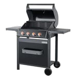 BRASERO - Barbecue Spring II 4 Feux - Surface de Cuisson Mixte - 1/4 Plaque Fonte - 3/4 Grille Fonte - 4 Brûleurs à gaz - Puissance de 12,6 KW - Jusqu'à 12 convives