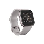 Fitbit Versa 2 Health & Fitness Smartwatch with Voice Control, Sleep Score & Music, One Size, Stone/Mist Grey