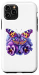 Coque pour iPhone 11 Pro Papillon Violet Pensée florale Démence Sensibilisation à la maladie d'Alzheimer