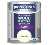 Johnstone's - Quick Dry Satin - Magnolia - Mid Sheen - Water Based - Interior Wood & Metal - Radiator Paint - Low Odour - Dry in 1-2 Hours - 12m2 Coverage per Litre - 0.75 L