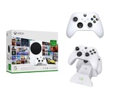 Microsoft Xbox Series S, Xbox Game Pass Ultimate (3 months), Wireless Controller (White) & Twin Docking Station Bundle, White