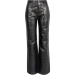 Kansu Croco-Effect Leather Pants - Anthracite Black