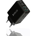USB C-laddare, 40 W USB multi-snabbladdare, flera USB-uttag USB-laddningskontakt-adapter, USB-laddare