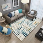 rugs for living room Living room rug blue doodle thin stripe modern soft carpet water wash Blue outdoor rug 140X200CM garden rugs large waterproof 4ft 7.1''X6ft 6.7''