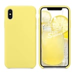 SURPHY Coque iPhone XS, Coque iPhone X, Silicone Liquide Case avec Doux Microfibre Coussin Doublure Cover Protection Bumper Anti-Choc Housse Étui pour iPhone XS/X 5,8 Pouces, De la Limonade