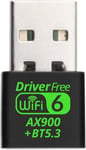 NÖRDIC USB 2.0 WIFI6 Bluetooth 5.3 adaper Dual Band 2.4G&5GHz 600Mbps