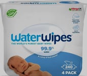 Waterwipes Plastic Free Original Baby Wipes 240 Count 4Packs Unscented 99% Water