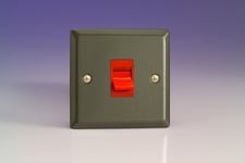 Varilight 45A Cooker Switch (Single Plate, Red Rocker) Graphite 21 XP45S
