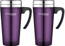 2x Thermos ThermoCafé Translucent Stainless Steel Travel Mug Cup 420ml - Purple