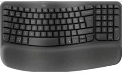 Logitech Wave Keys Wireless Ergonomic Keyboard with Cushioned Palm Rest - Graphite, AZERTY Belgian Layout