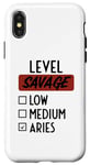 iPhone X/XS Funny Saying Level Of Savage Aries Zodiac Men Women Sarcasm Case