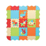 LUDI – Tapis de sol épais pour l’éveil de bébé – 10006 - puzzle géant aux motifs Animaux – dès 10 mois – lot de 9 dalles en mousse multicolores et 44 éléments amovibles pour un tapis de jeu ou parc.