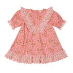 byTiMo cotton slub frill dress – square pink - 2år