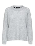 Selected Femme Slflulu Ls Knit O-Neck B Noos Grå