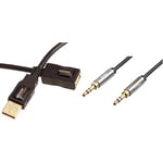 Amazon Basics Rallonge Câble USB 2.0 mâle A vers femelle 3 m & Câble audio stéréo mâle vers mâle 3,5 mm - 1,2 m