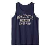 Worcester England UK Est. Year Athletic Beige Distressed Tank Top