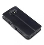 Mobilväska Samsung Galaxy J4 PLUS 2018 Svart Slim Äkta Läder