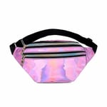 Blank glänsande metall midjeväska magväska crossbody väska - rosa
