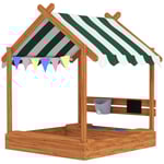 Sandlåda med tak, träsandlåda med sittdel, lekstuga, 124 x 116 x 146 cm sandlåda med bräda för 3-7 år barn, trädgård, orange
