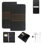 Wallet Case + headphones for Oppo A72 Protective Cover Brown