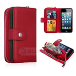 Apple iPhone 5/5S/SE(1st Gen) Zipper Wallet Case Red