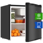 CHiQ CSD46D4EU, 46L, Mini Fridge for Bedrooms, E, 39dB, Table Top Fridge, Counter Top Fridge, Reversible Doors, Black, 2023 New