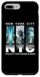 Coque pour iPhone 7 Plus/8 Plus New York City Skyline et Liberty Moonlight City ne dort jamais