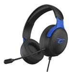 Subsonic - Astra casque gaming pour PS5 PS4 PC Xbox, casque gamer avec hauts parleurs de 40 mm, micro inclinable, réglage du volume et bouton mute intégrés – Noir et bleu