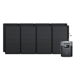 Générateur solaire EcoFlow DELTA 2 Max 2048 Wh avec Portable panneau solaire 400W*2 Batterie LFP de secours, Sortie CA 3 100 W Charge rapide 0%-80% en 53 minutes pour extérieur, camping, VR, balcon