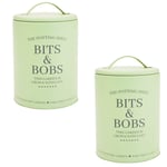 The Potting Shed Sage Green Round Metal Garden Storage Tin Box Container with Lid (Set of 2)