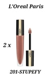 2 X L'Oreal Paris Rouge Signature Metallic Liquid Lipstick 201 Stupefy.(2 Pack)