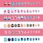 288 st Kids Falska Naglar Press On Artificiella Nagelspetsar Flickor Falska Fingernagel Set 288 st 11x6cm 288 pcs 11x6cm
