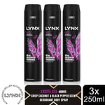 Lynx XXL Excite 48-Hour High Definition Fragrance Body Spray Deodorant, 3x250ml