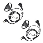 HYS D-Shape Walkie Talkie Headset PTT Mic Microphone Two Way Radio Earpiece Compatible for Motorola Standard 2 Pin CP040 CP140 Hytera Midland 2 Way Radio(2 Pack)