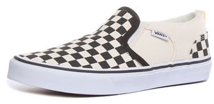 Vans Asher Youth Classic Slipon Checkerboard Trainer In Black Beige Size UK 2- 6