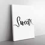 Sweet Dream No.1 Typography Quote Canvas Wall Art Print Ready to Hang, Framed Picture for Living Room Bedroom Home Office Décor, 50x35 cm (20x14 Inch)