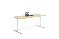 Wulff Hev senk skrivebord 180x80cm 670-1170 mm (slaglengde 500 mm) Färg på stativ: Hvit - bordsskiva: Bjørk