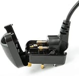 Grounded European EU Schuko to UK 3 Pin Converter Plug 13A - Black
