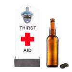 Maison Des Cadeaux White Wall Mounted Hanging ‘Thirst Aid’ Beer Bottle Opener & Cap Catcher (US355 WHITE)