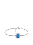 The Love Silver Collection Sterling Silver Synthetic Blue Opal and White CZ Halo Bracelet, Silver, Women