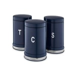 Tower T826171MNB Belle Set of 3 Canisters, Tea/Coffee/Sugar, Midnight Blue,Steel