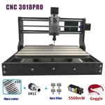 ZQALOVE CNC 3018 PRO Laser Engraver Wood CNC Router Machine GRBL ER11 Hobby DIY Engraving Machine For Wood PCB PVC Mini CNC3018 Engraver (Color : Add 5500mW Laser)