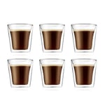 Bodum Canteen Double Wall Glass Set, Mouth Blown Borosilicate Glass - 0.1 L, Transparent, Pack of 6