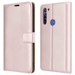 PIXFAB For Motorola Moto G8 Leather Phone Case, Magnetic Closure Full Protection, Book Wallet Design With [Card Slots] and [Kickstand] + Screen Protector For Moto G8 XT2045 (6.4") - Rose Gold