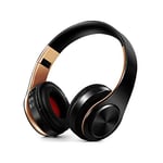 YUHUANG Bluetooth Headphones Over-Ear Wireless Headset Hi-Fi Stereo Earphones Bluetooth Headphone Music Headset FM And Support SD Card With Mic For Cell Phones/Laptop/PC (Color : Black Gold)