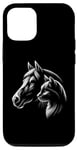 Coque pour iPhone 12/12 Pro Silhouette de visage de cheval et de chat pour amoureux des animaux