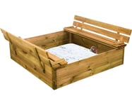 Sandlåda NORDIC PLAY med bänk & lock furu 120x120cm inkl. 240kg sand